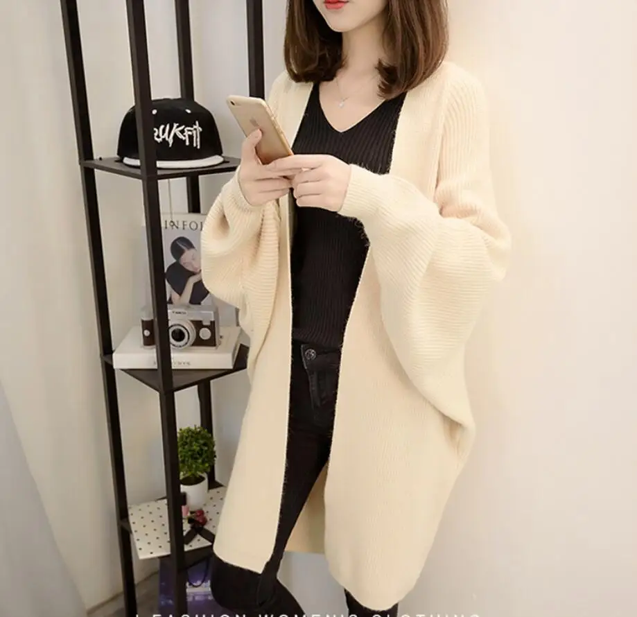 

Cardigans Women Fashion Autumn Winter Warm Long Knitted Sweater Soft Casual Open Stitch Femme Cardigan Female s195
