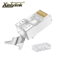 xintylink cat7 cat6a rj45 connector 50u 1 3mm ethernet cable plug cat 6a network gold plated sftp 8p8c metal shielded stp jack