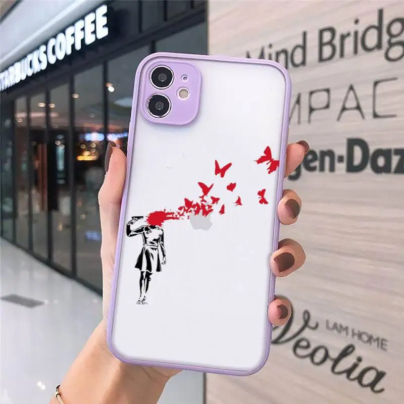 

Cute creative design pattern Phone Case For iPhone 12 11 Mini Pro XR XS Max 7 8 Plus X Matte transparent Purple Cover