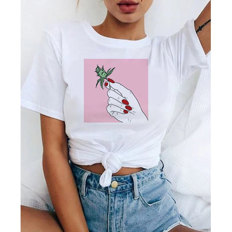 

women 90s Graphic T-shirt Harajuku Tops Tee Cute Short Sleeve animal tshirt Female Tshirts Beautiful fingers printed t shirt