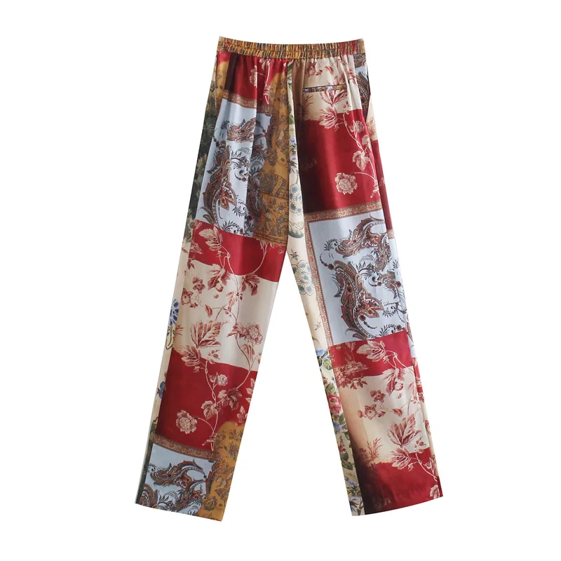 

Summer Women's Casual Printed High Waist Loose Straight Pants