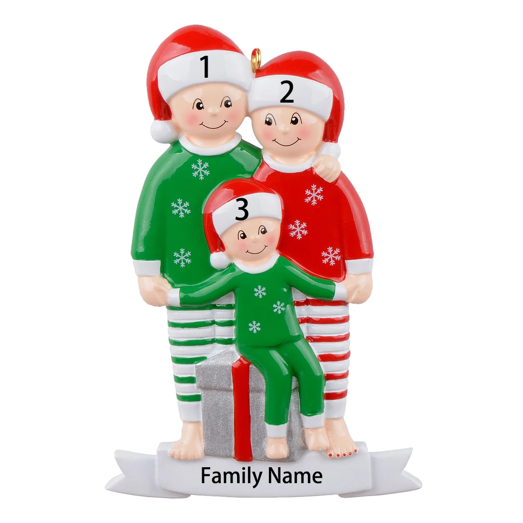 

Free Personalization - Pajama Family of 3 Ornament Personalized Christmas Tree Decoration Christmas Creative Gift Keepsake