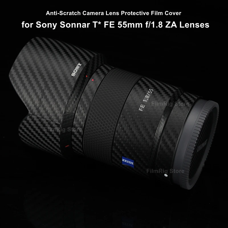 Pele para Sony Anti-risco Cabolsa Premium Decalque Sonnar t * fe 55mm F1.8 za Sel55f18z Lente Protetor Envoltório Capa Adesivo