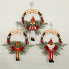 Рождественский венок ручной работы, Рождественский венок, Санта-олень, снеговик, плюшевые игрушки, украшение для входной двери