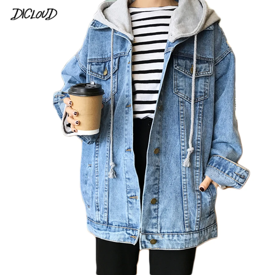 DICLOUD Harajuku над Размеры d джинсовая куртка женская модная одежда с длинными