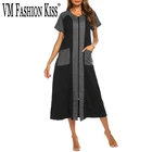 Женское Хлопковое платье VM KISS, Свободный кардиган на молнии с коротким рукавом, в европейском и американском стиле, разные цвета, 2XL, 2020