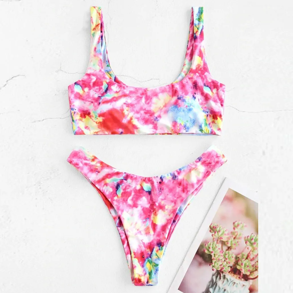 Женский Купальник бикини с принтом и завышенной талией 2020|Купальники| |