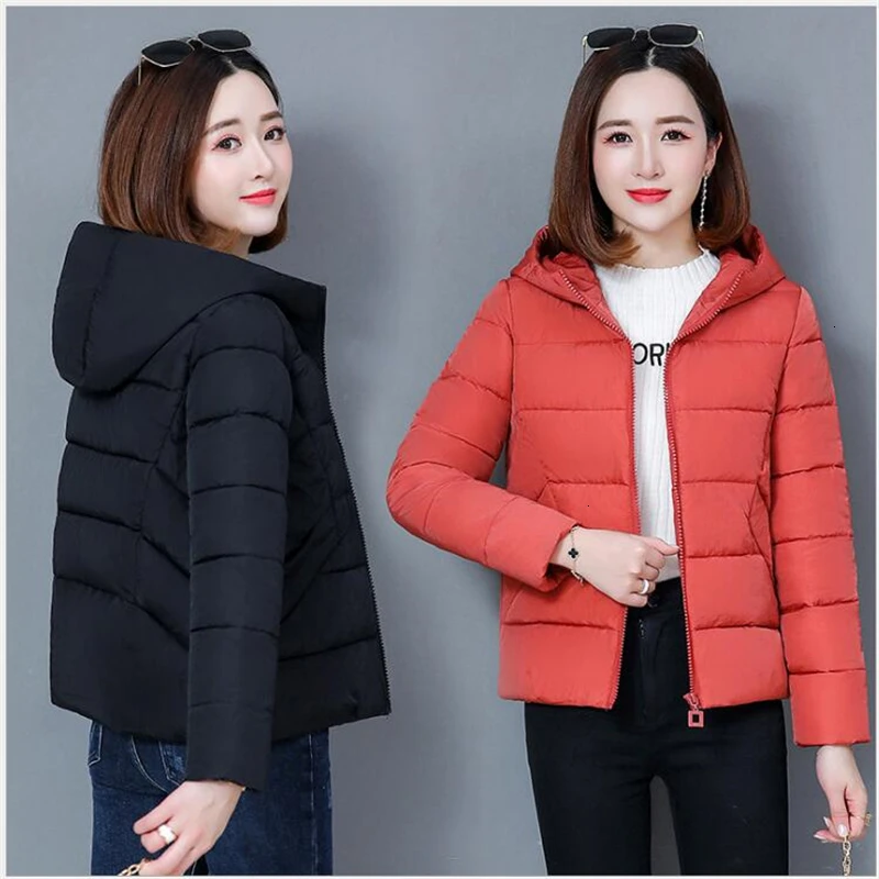 Winter Jacket Women Warm Parkas Short Hooded Cotton-padded Coats Solid Color Basic Wadded Female Abrigo Mujer R157 |