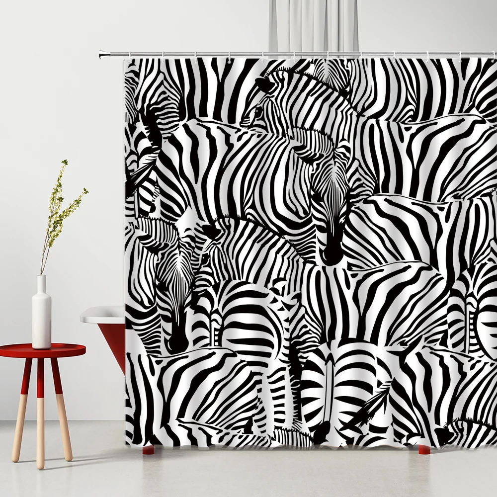 

Animal Shower Curtain Zebra Bathroom Curtain Set Bedroom Decoration Anti-Mold Bathroom Curtains Bathroom Decoration