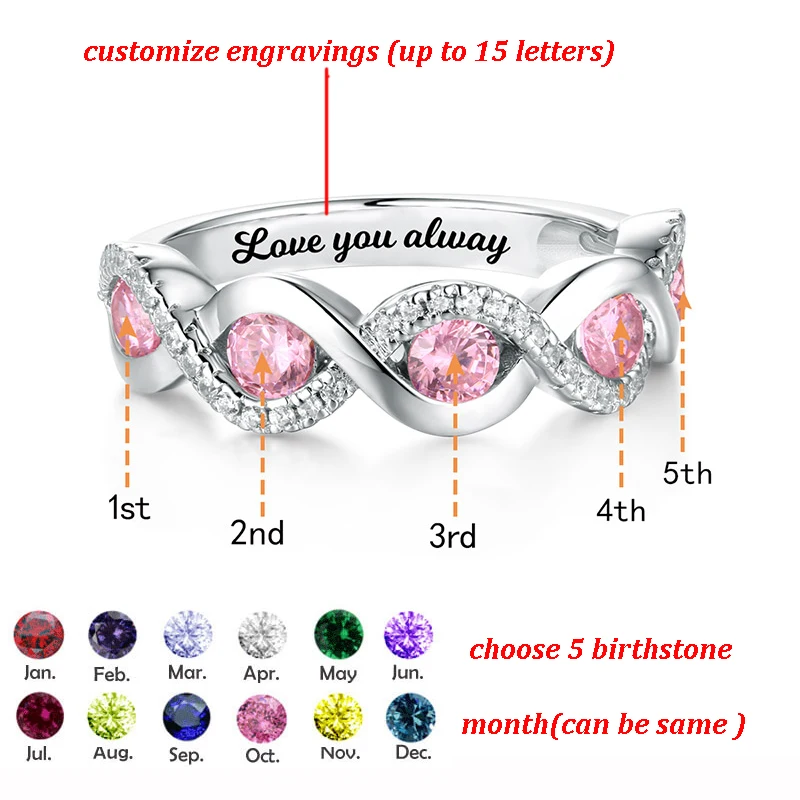 Оптовые Подгонянные женские скрученные браслеты кольца с 5 камнями по дню