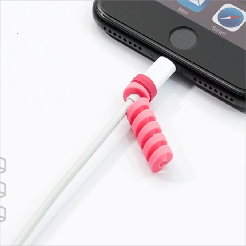 Flexible Spiral Tube Cable Winder Protector Wire Cord Organizer Protetor for Apple Watch iPhone Charging free shipping | Электроника