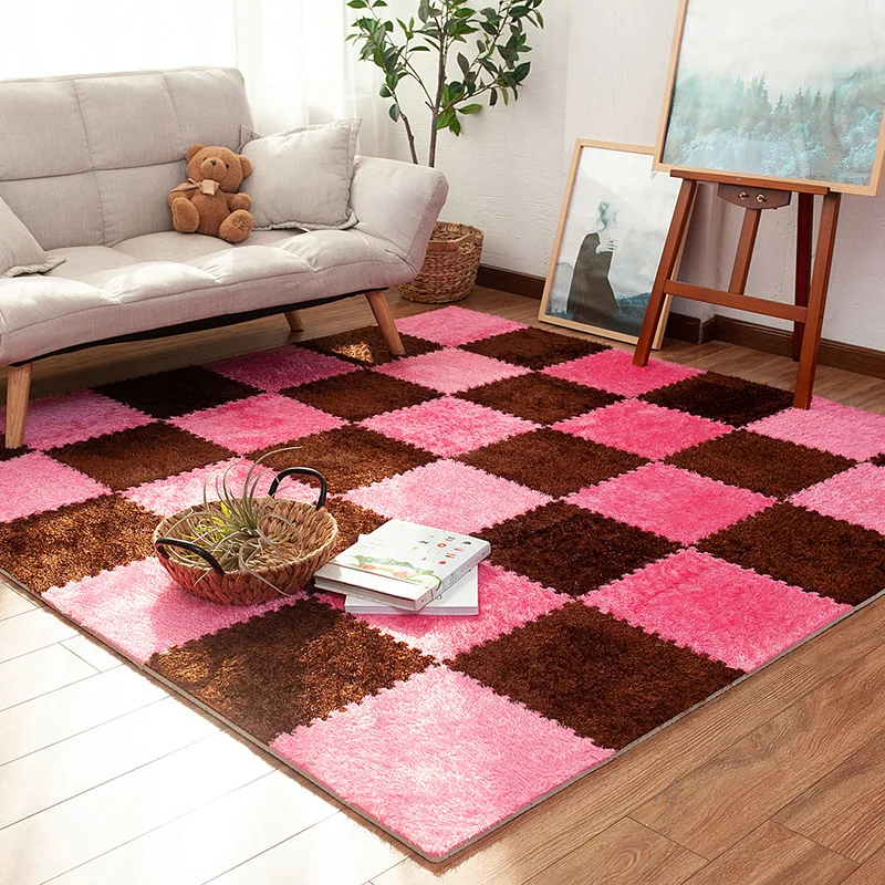 

2Ps Custom Plush Puzzle Carpet Interlocking Puzzle Rug Foam Tiles Floor Mats Children Crawling Baby Carpet Play Mat Kids Playmat