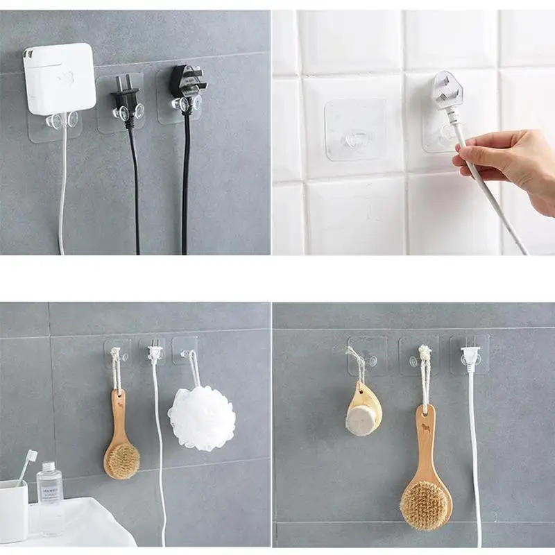

2pcs Cable Holder Power Plug Socket Hook Rack Holder Hanger Office Home Wall Kitchen Office Living Room