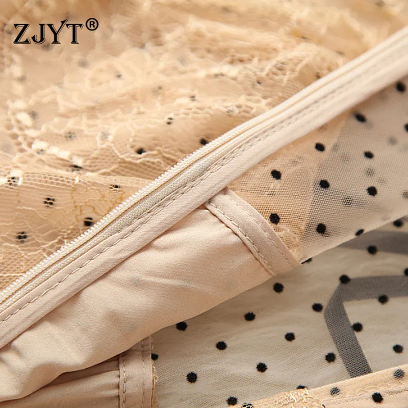 

High Quality Runway Fashion Summer Polka Dot Asymmetrical Lace Mesh Dress Spring Ruffles Robe Elegant Woman Party Sexy Vestidos