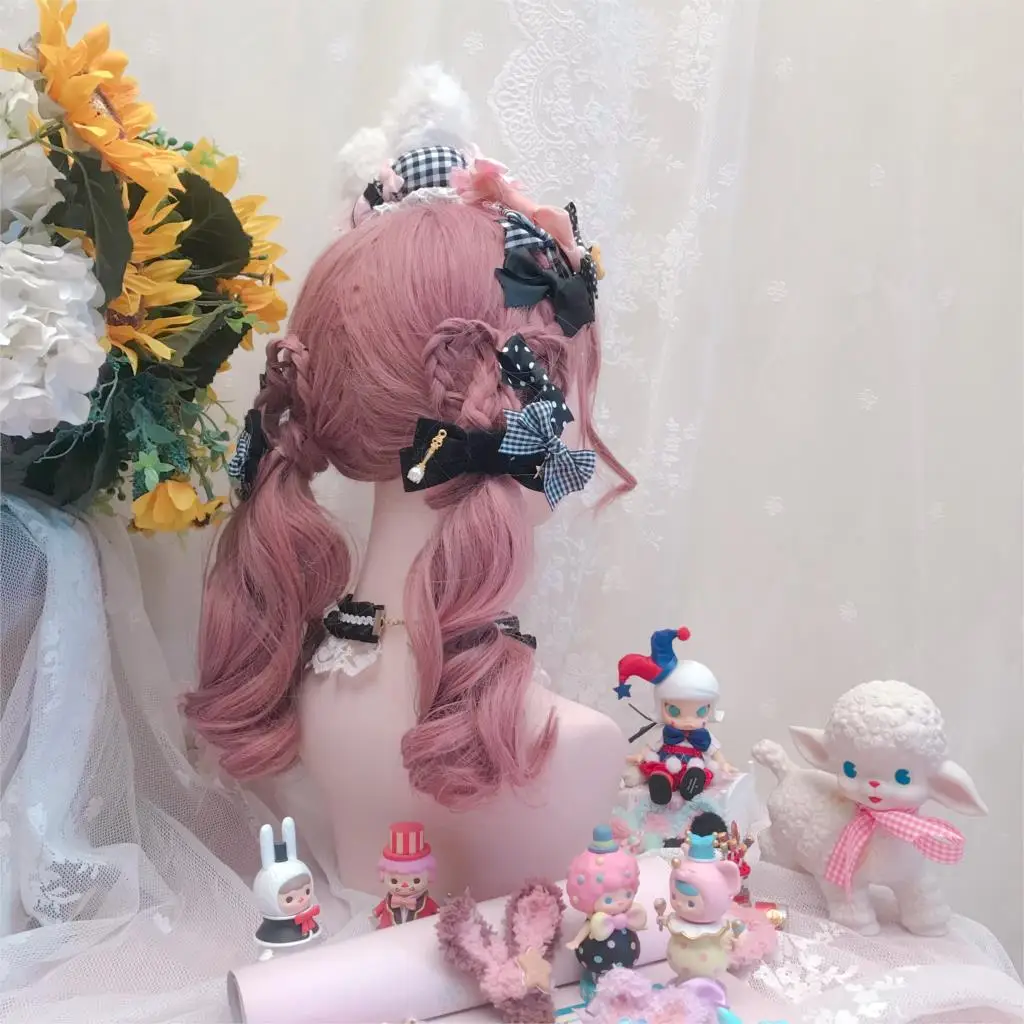 

Velvet bow hairpin, a big Japanese double ponytail with small object Lolita hand - made of the original