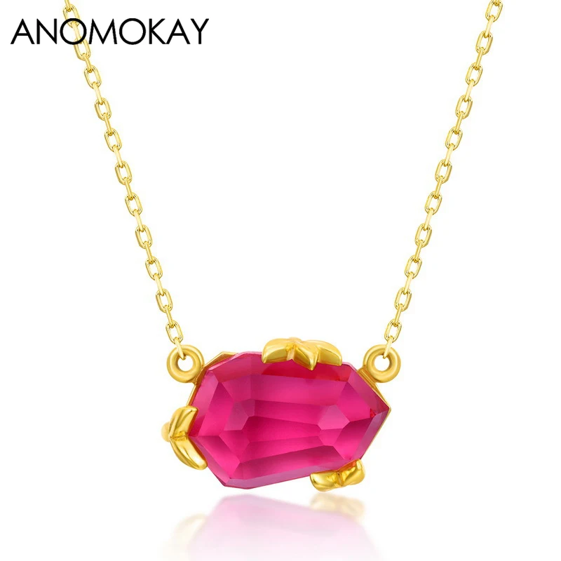 

Женское винтажное ожерелье Anomokay, геометрический золотистый кулон из стерлингового серебра 925 пробы с классическим цветком и бриллиантом