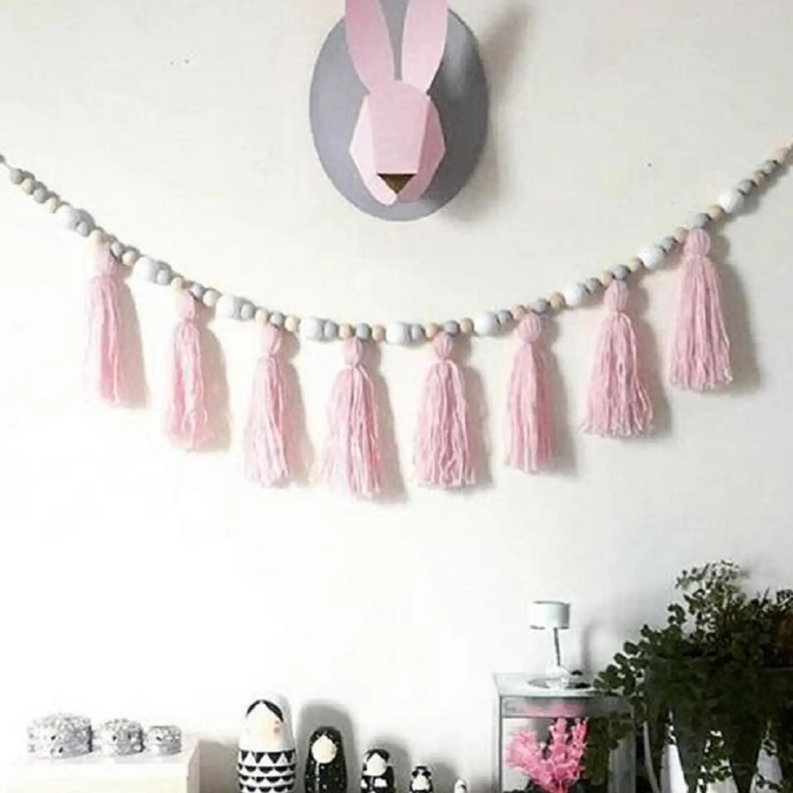 

1,5 м, стильная многофункциональная Скандинавская подвесная гирлянда из бусин, подвесная с кисточкой и жемчугом, украшение