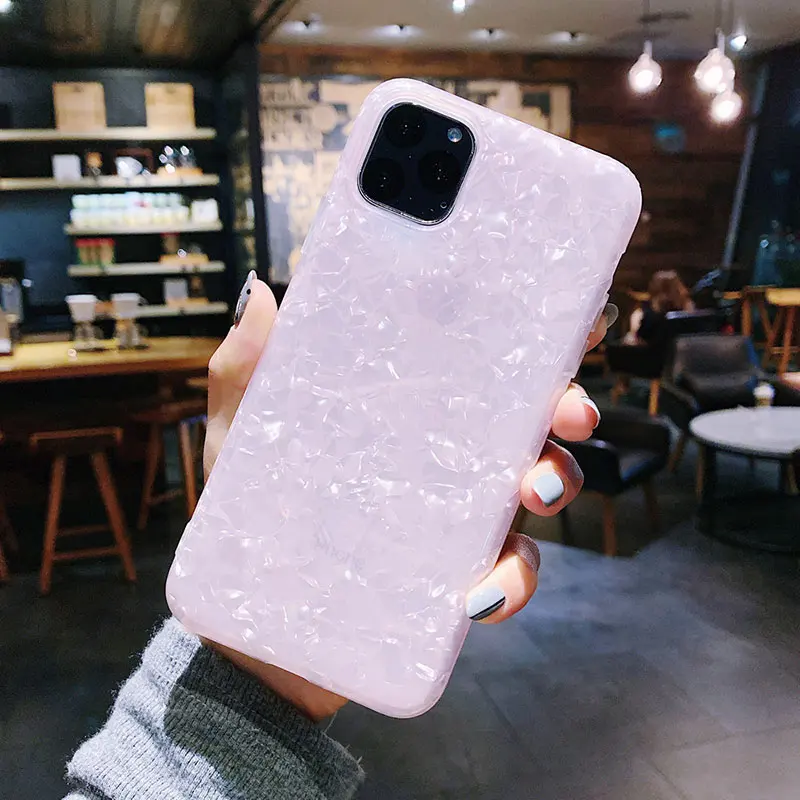 Глянцевый чехол для телефона iphone 6 7 8 Plus X XS Max XR Bling ракушка силиконовый Блестящий Мягкий чехол из ТПУ для iphone 11 11Pro Max - Цвет: Pink