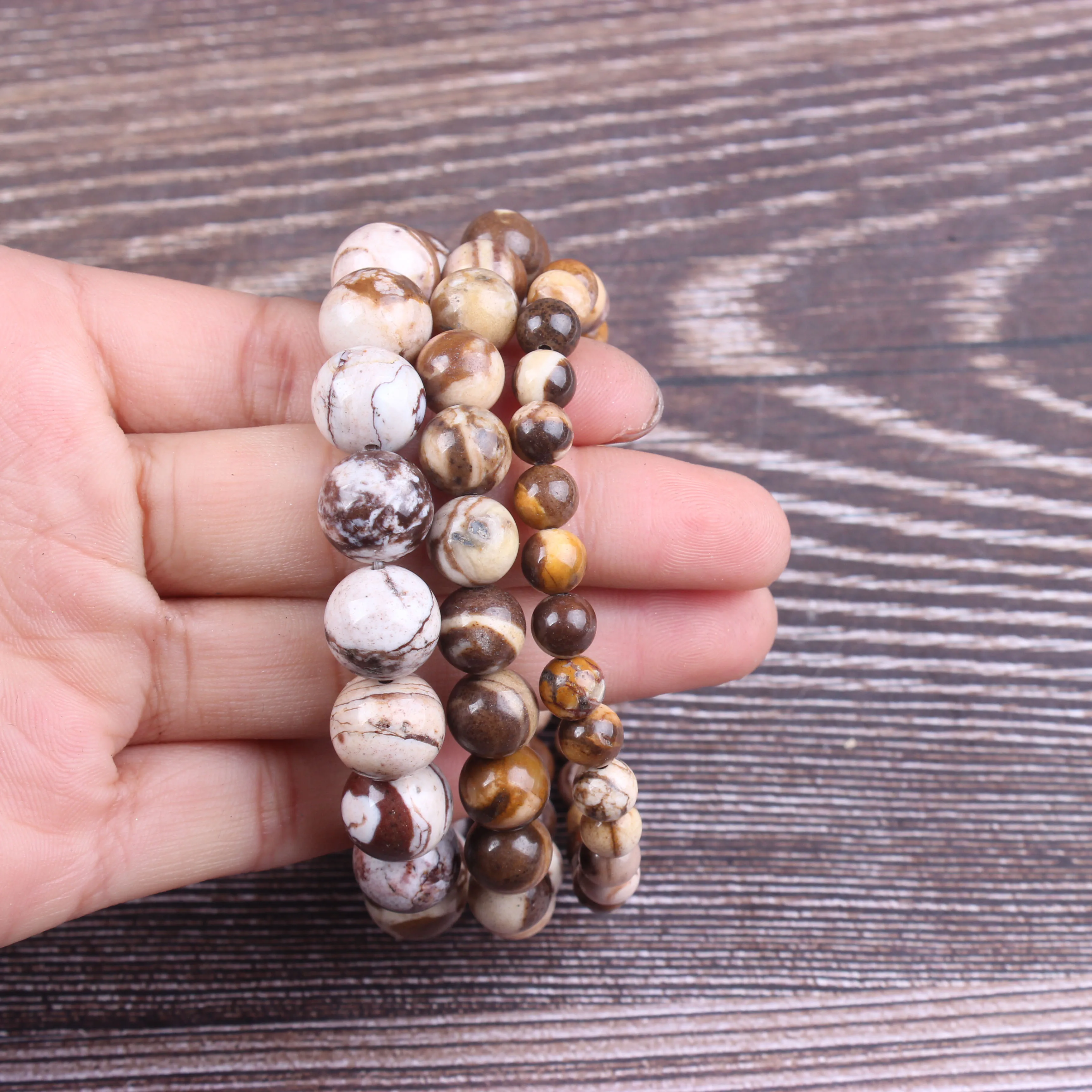 

Fashion jewelry 6 / 8 / 10mm miscellaneous stone bracelet natural jewelry beads are suitable for men's and women's accessories