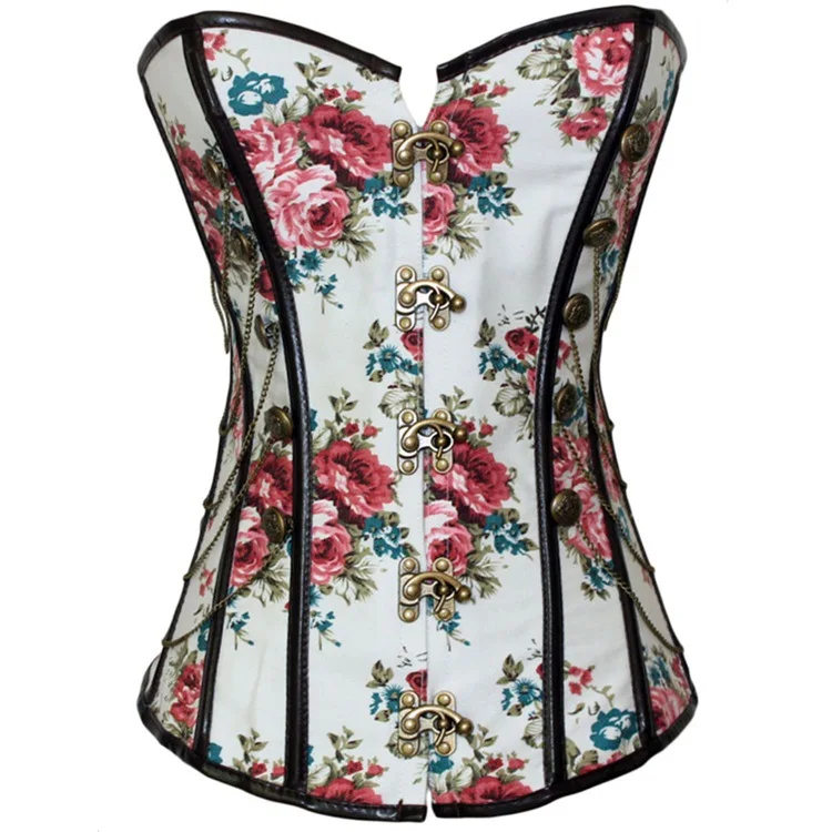 

Flower Corsets Overbust Korset Bustier Sexy Lolita Women Girl Waist Slimming Boned Floral Gorset Waist Trainer Corsets