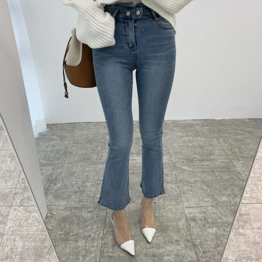 

Alien Kitty Stylish Light Washed Chic Skinny Boot Cut 2021 Hot Denim Jeans Pants High Waist Plus Size Women New Flare Trouser