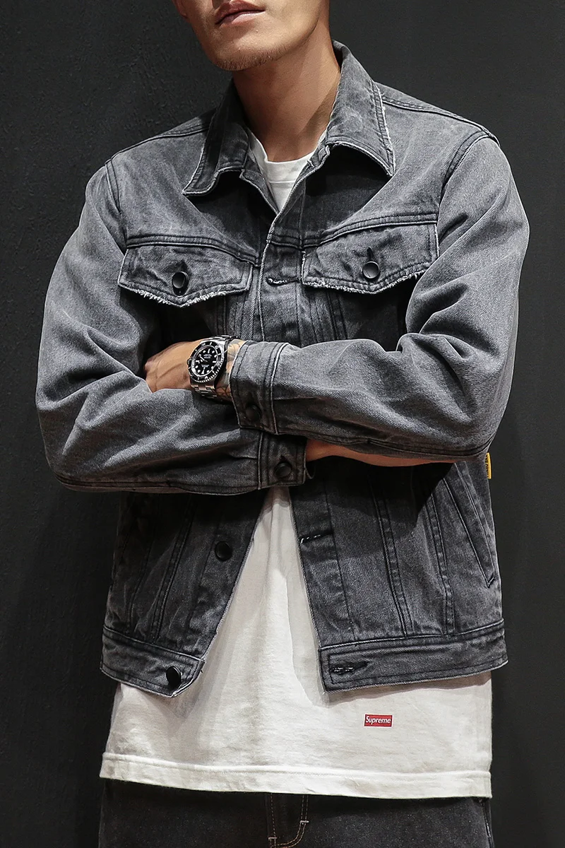 Куртка мужская джинсовая в стиле ретро модная Повседневная Свободная куртка