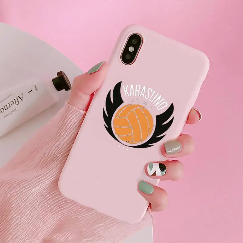 

Haikyuu Hinata attacks Anime Phone Case Candy Color Pink for iPhone 11 pro XS MAX 8 7 6 6S Plus X 5S SE 2020 XR