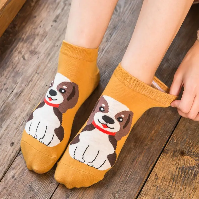 Women's long socks Cotton Comfortable Cute Classic Cartoon Character Girl Socks Kawaii Anime Dog Woman Ankle Fashion Hot | Женская