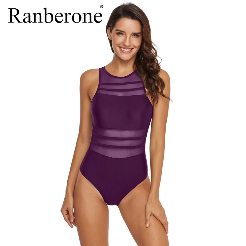 Цельный купальный костюм Женская купальная одежда 2020 Сексуальная сетчатая