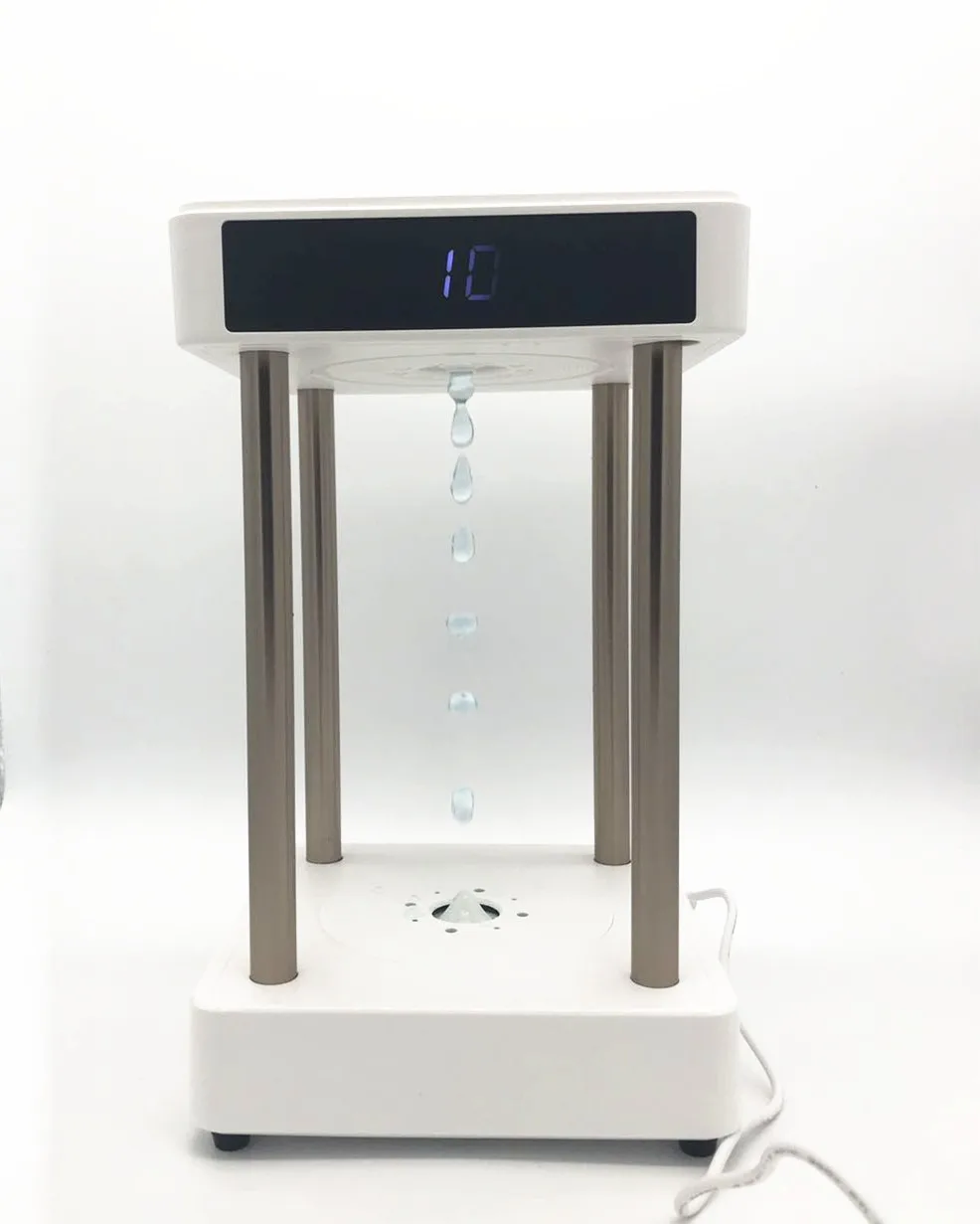 Anti-gravity time hourglass water drop backflow negative ion air purifier in addition to formaldehyde with atmosphere lamp