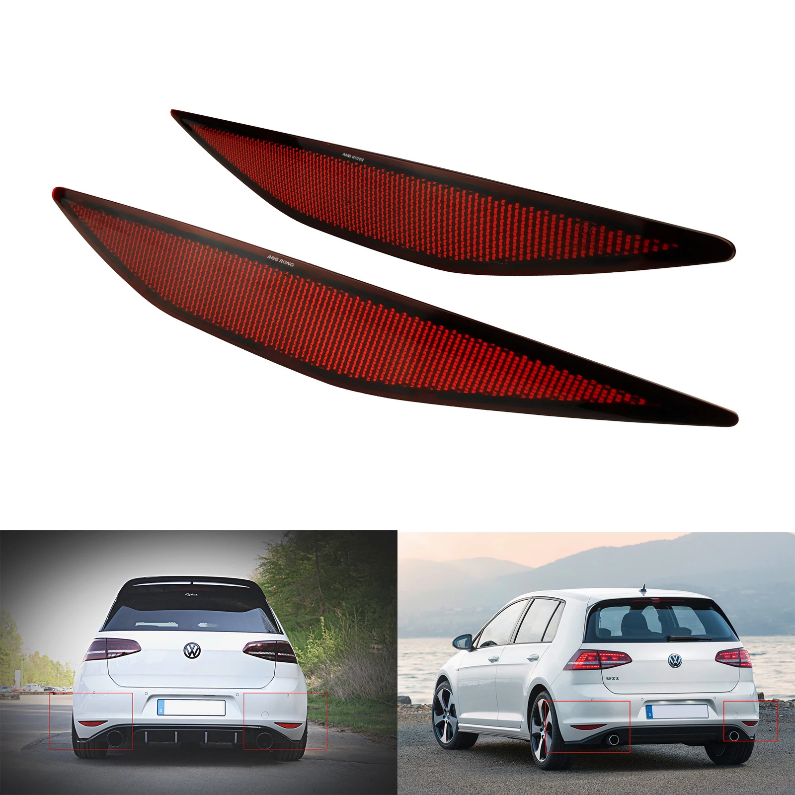 

ANGRONG 2X подходит для VW Golf MK7 2012-2016 Набор L & R отражатель заднего бампера без светильник крышка объектива