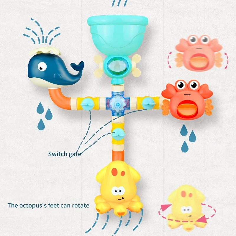 

Baby Bath Toys Baby Shower Bathroom Pipe Water Jet Truck Turn Around Happy Baby Water Toys Children Shower