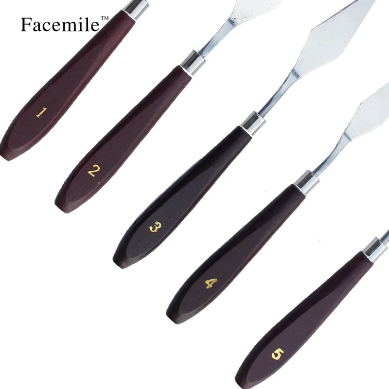 

High quality wooden handle scraper Set of 5 scrapers Paint palette knife oil painting knife Rusty steel painting knife