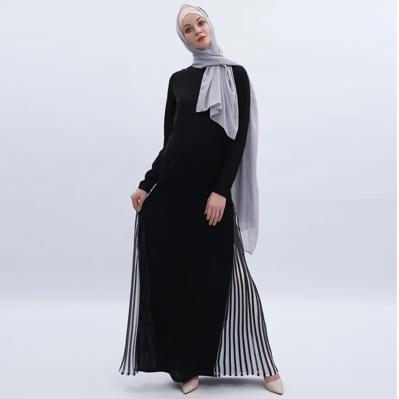 

Elegant Muslim Striped Abaya Dress Cardigan Kimono Elegant Loose Long Robe Gowns Jubah Middle East Eid Ramadan Islamic Vestidos