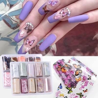 3d colorful butterfly nail foils set gradient marble series nail art transfer stickers aluminum mesh foil paper nail accessories