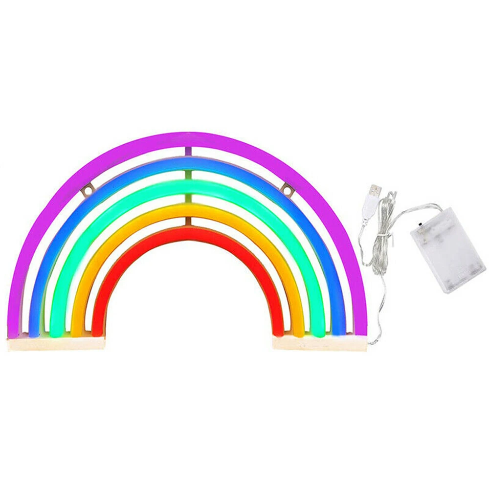 

YEFUI LED Rainbow Wall Hanging Light Neon Sign Night Light For Home Holiday Party Christmas Decoration Lamps Kids Girls Gift