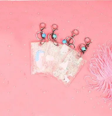 white 1pc in random Новинка 1 шт. Kawaii Bling Shining ID держатель для карт брелок автобус Кредитные банковские карты защитный чехол школьные офисные канцелярские принадлежности - Цвет: white 1pc in random