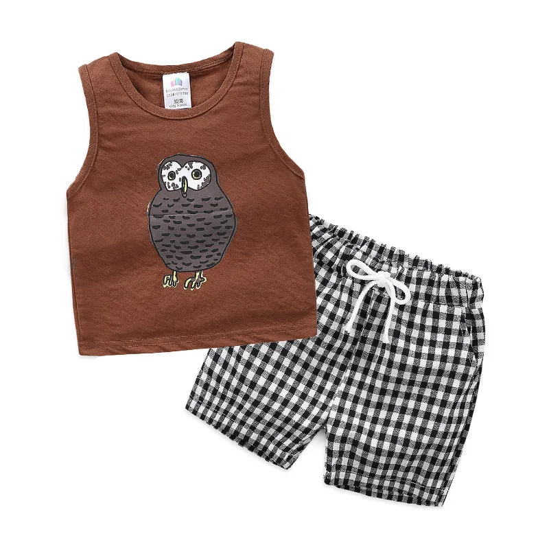 

Baby Cartoon Suit 2021 Summer New Boys Kids Children's Sleeveless Vest Shorts