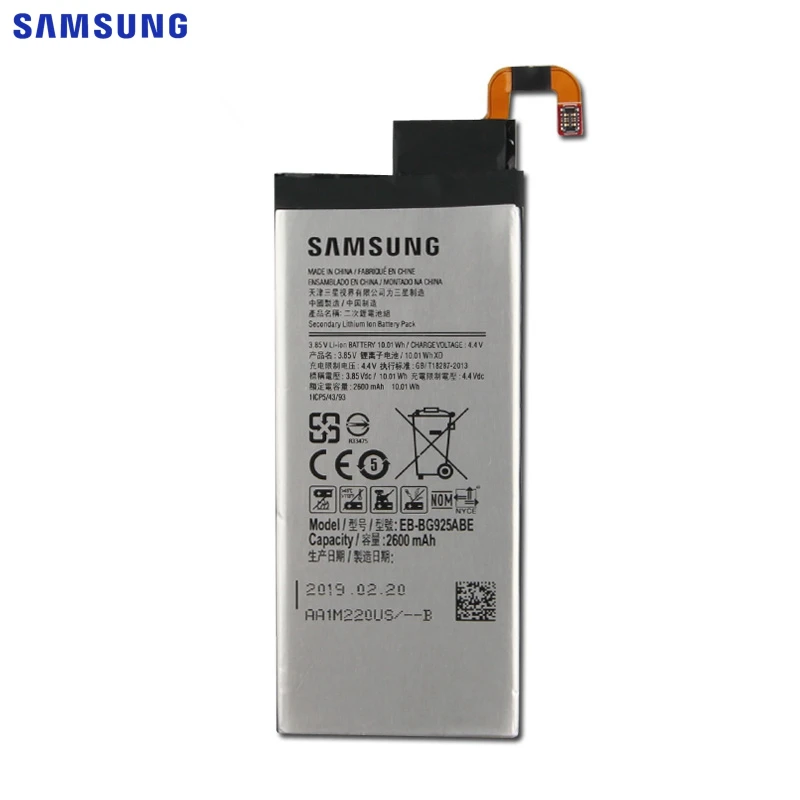 Оригинальная батарея samsung EB-BG925ABA для samsung GALAXY S6 край G9250 SM-G925l G925F G925L G925K G925S G925A G925 S6Edge 2600 мА-ч