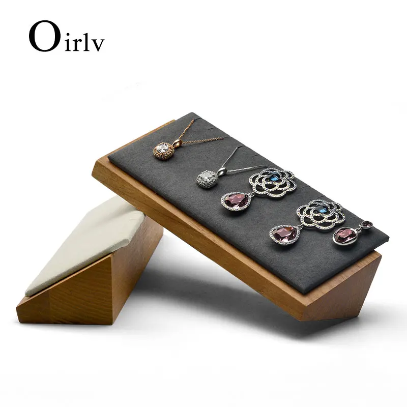 Подставка для ожерелья Oirlv из цельного дерева и подвесная витрина микрофибры