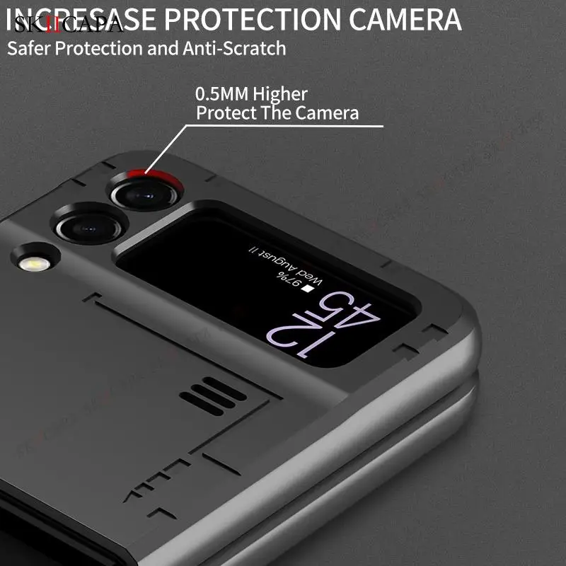 invisible bracket phone case for galaxy z flip3 5g heavy duty protection cover for samsung z flip 3 armor shockproof phone cover free global shipping