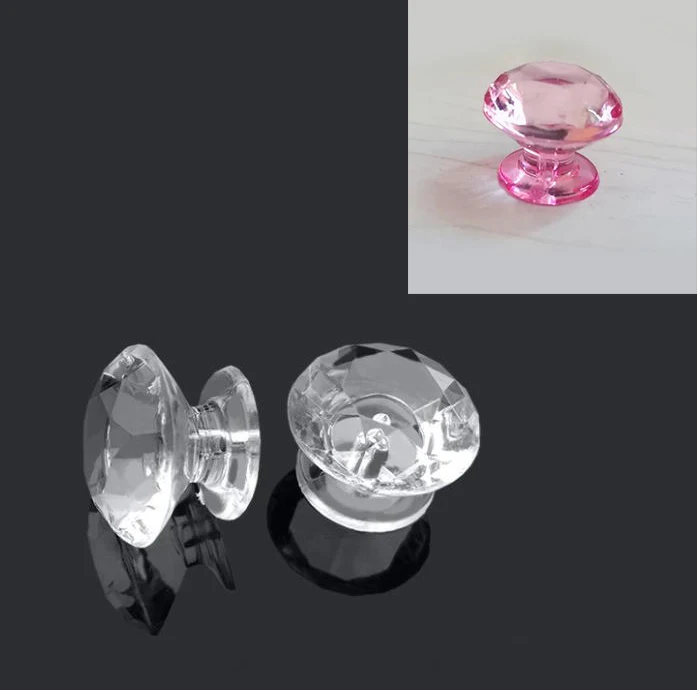 Прозрачный розовый arcylic дверная ручка Алмазная форма выставочный клей