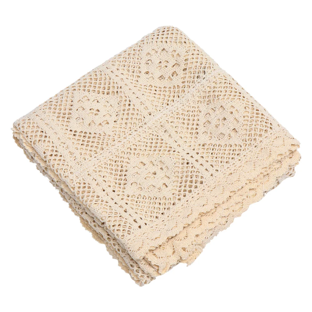 

1PC Pastoral Style Tablecloth Knitted Cotton Thread Hollow Tablecloth Decor