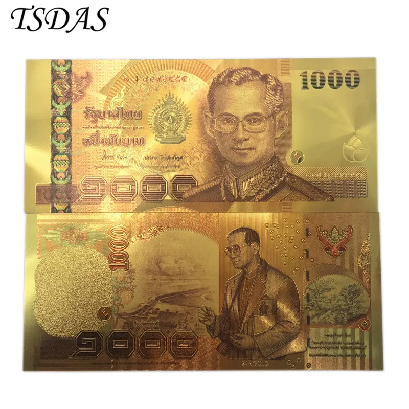 

Thailand Banknote Set Gold Banknote 20 50 100 500 1000 1000 Baht Banknotes in Gold Plated For Collection