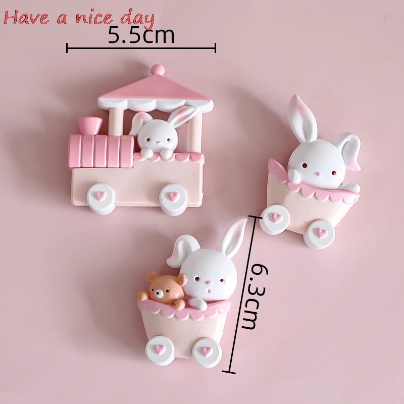 

3Pcs cake decoration resin cartoon bunny train decorations kids easter party decoration