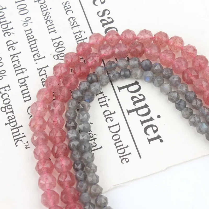 

Natural Faceted Grey Labradorite Stone Beads Round Gem Loose Spacer Beads For DIY Jewelry Making Bracelet Charms Accessories