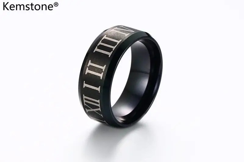 Kemstone 8MM Titanium Ring For Men Black Plated Rome Digital Rings | Украшения и аксессуары