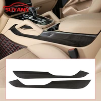 2pcs for for porsche cayenne 2018 2020 real carbon fiber central control gear side panel trim stickers car interior accessories