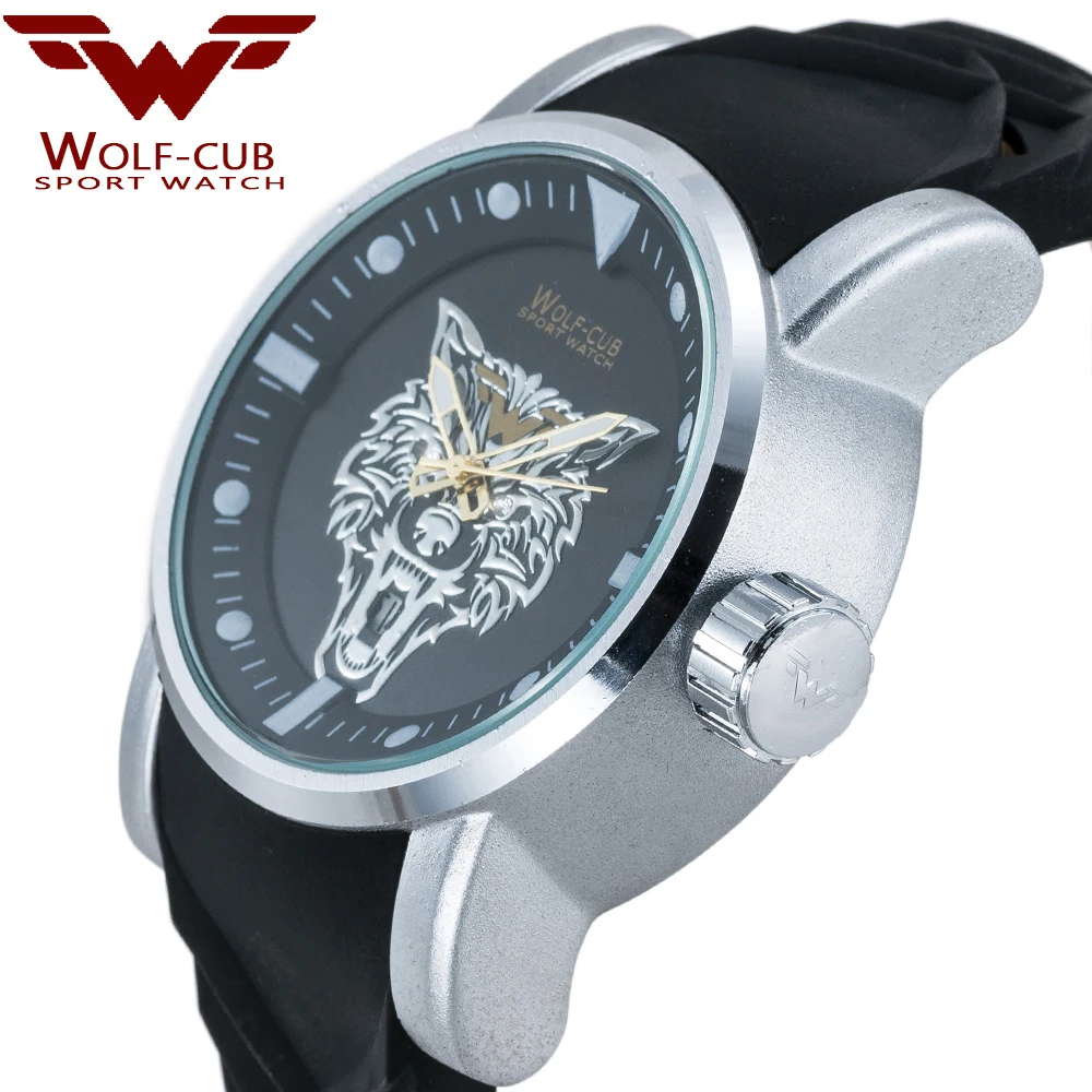 Sports Man Watch Dial Wolf Head Metal Solid Surface Original Movement WOLF-CUB 30BAR Design Personalized | Наручные часы