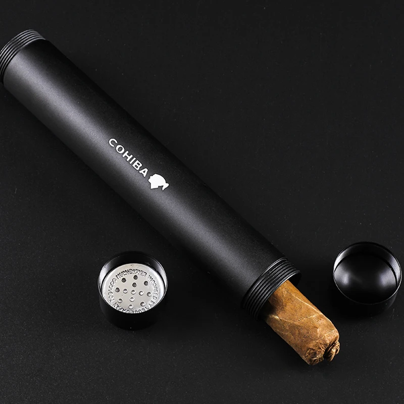 Cohiba Алюминий один черный труба металлическая для сигары увлажняющий планшетов